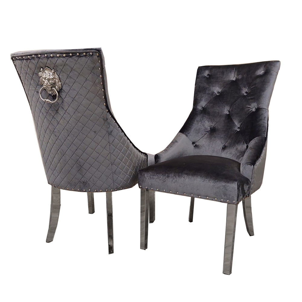 Bentley Grey Shimmer Velvet Chairs
